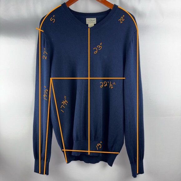 L.L Bean Men's Cotton Cashmere V-Neck Sweater - Picture 8 of 8